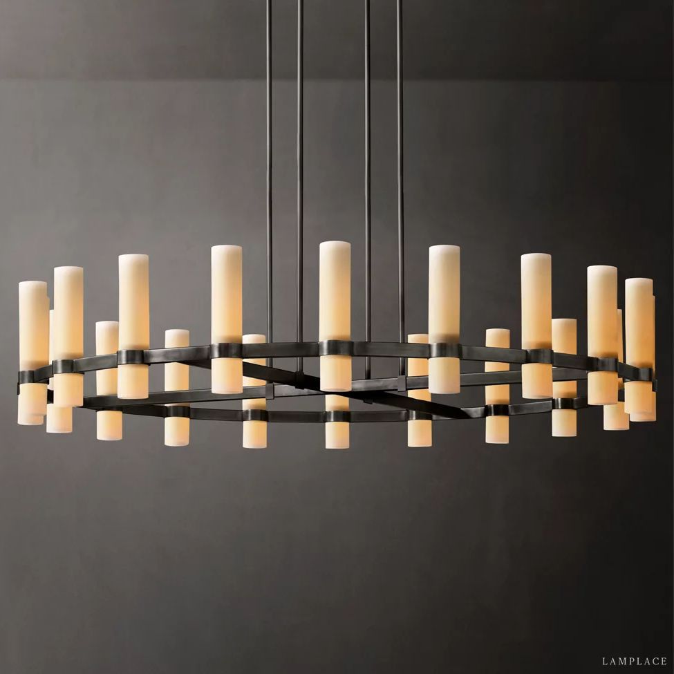 Ravelle Milk Glass Round Chandelier 60"