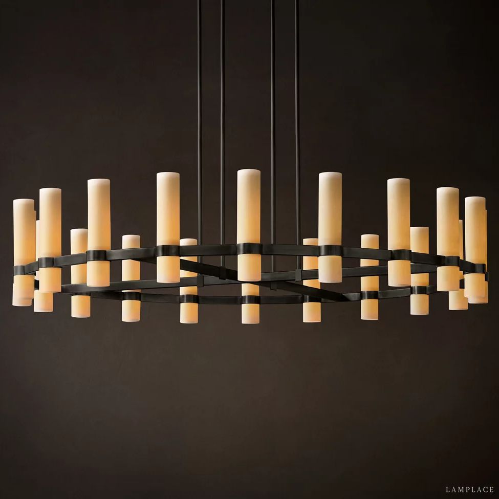 Ravelle Milk Glass Round Chandelier 60"