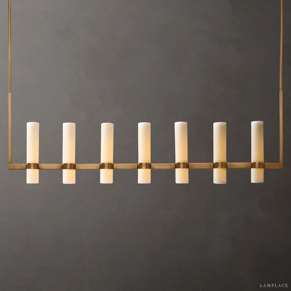 Ravelle Milk Glass Linear Chandelier 59"