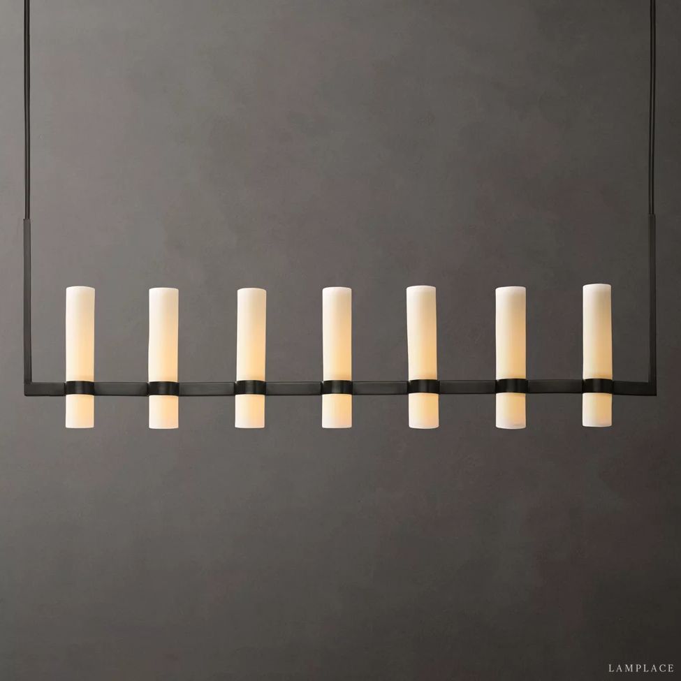 Ravelle Milk Glass Linear Chandelier 59"