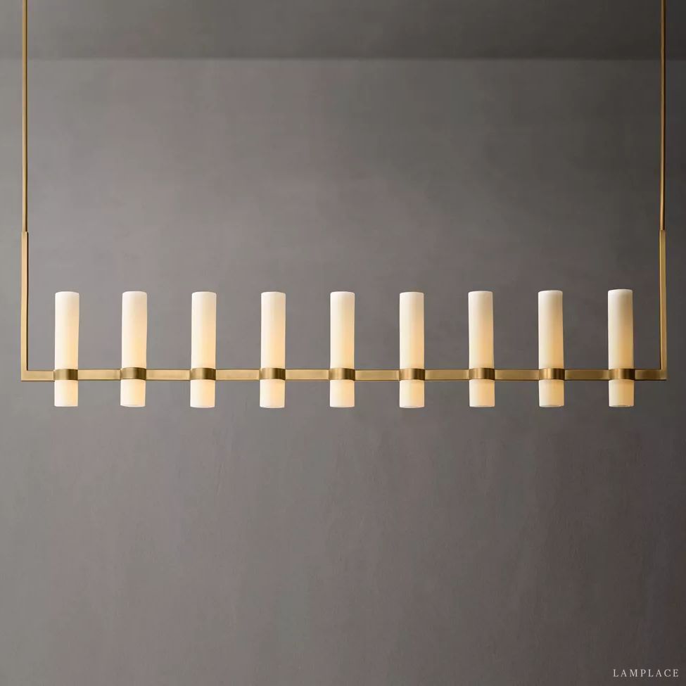 Ravelle Milk Glass Linear Chandelier 73"