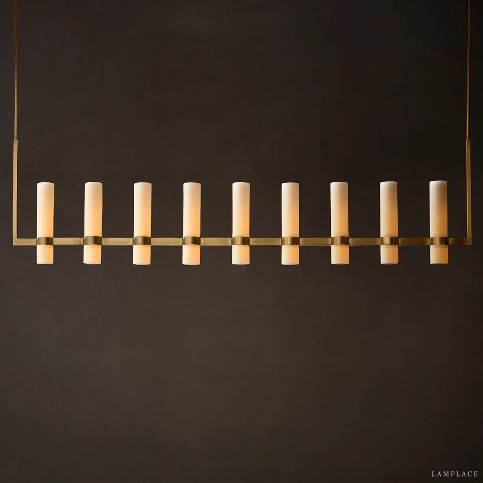Ravelle Milk Glass Linear Chandelier 73"