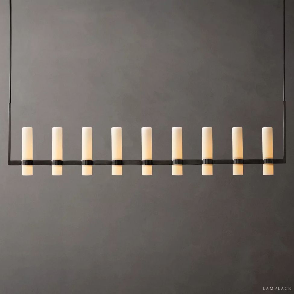 Ravelle Milk Glass Linear Chandelier 73"
