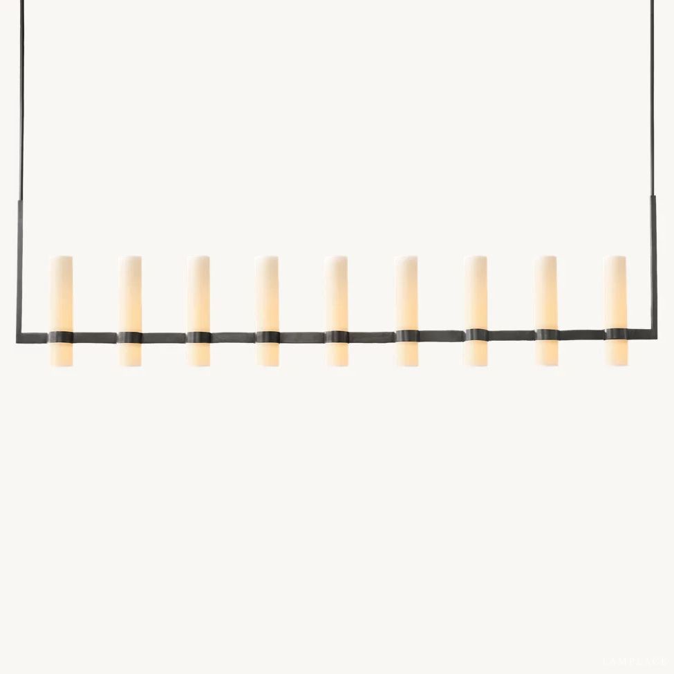 Ravelle Milk Glass Linear Chandelier 73"