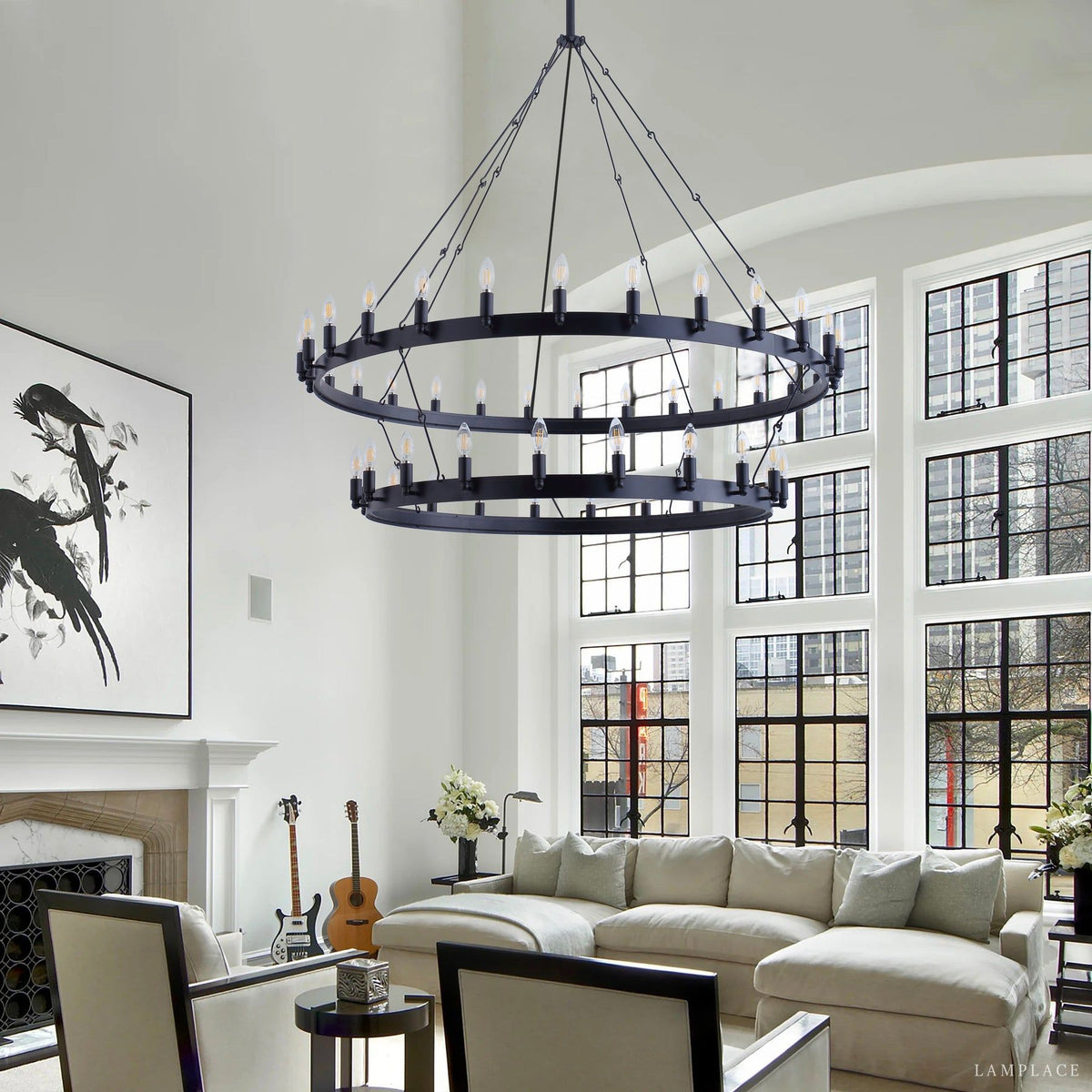 Camino Vintage Industrial Two-Tier Chandelier 71"