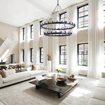 Camino Vintage Industrial Two-Tier Chandelier 38"