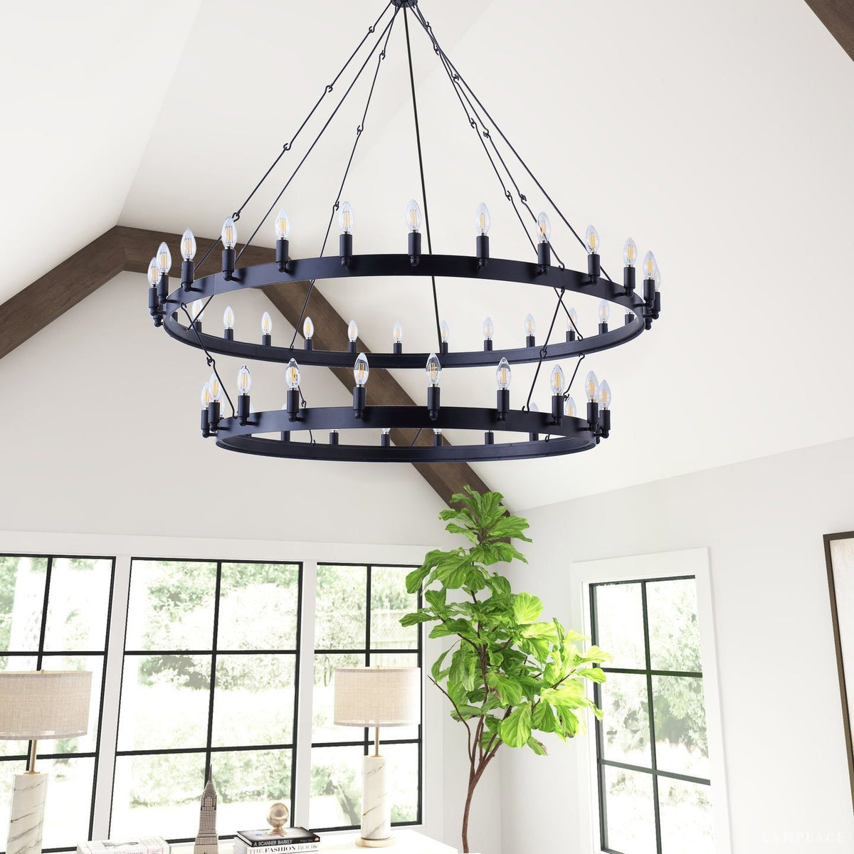 Camino Vintage Industrial Two-Tier Chandelier 71"