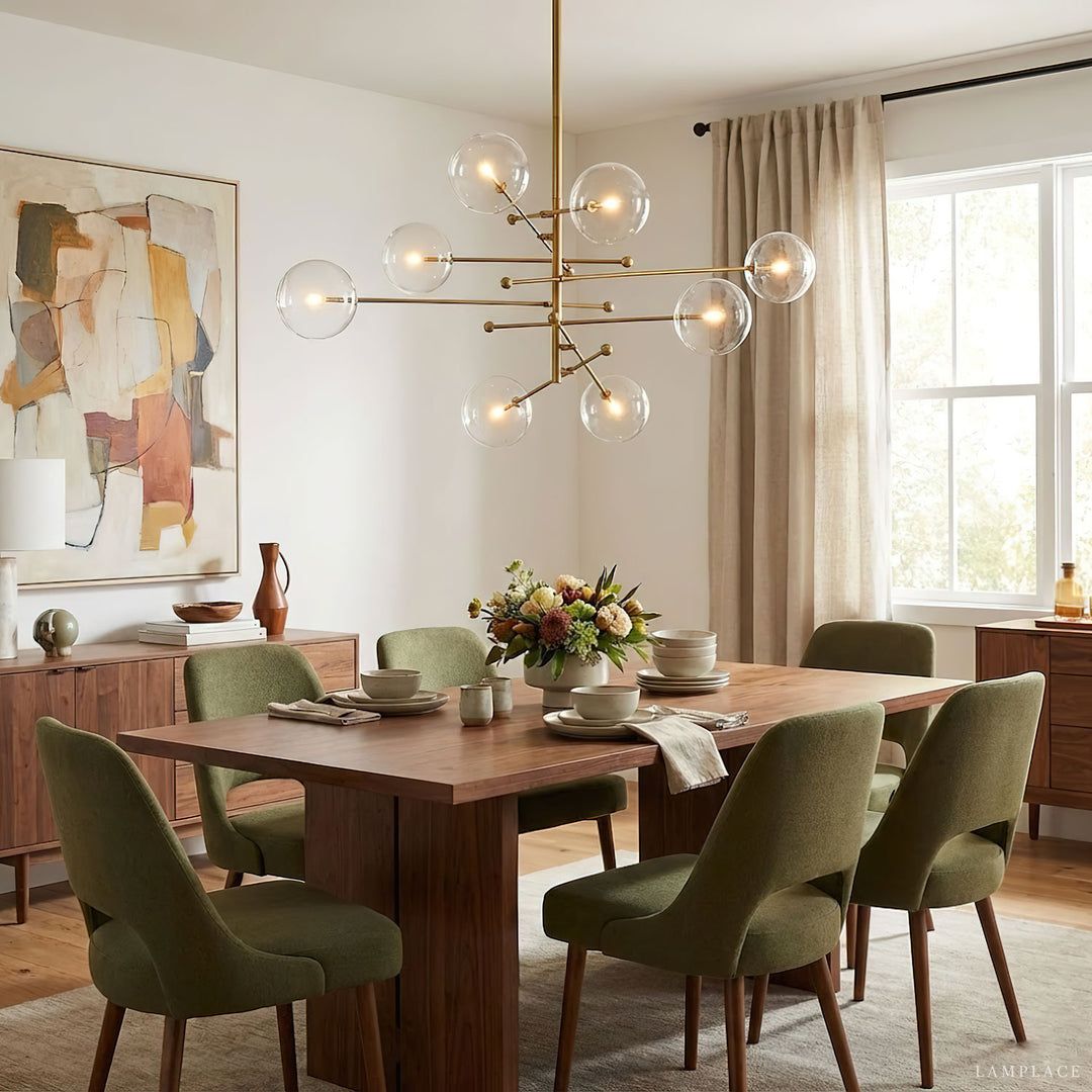 Lucelle Glass Globe Eight-Arm Chandelier 79"