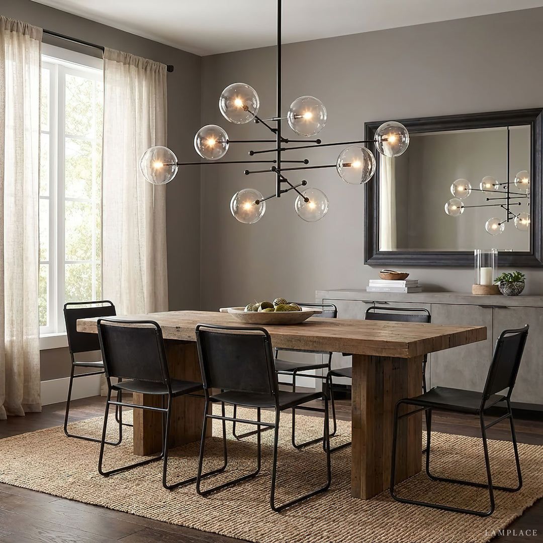 Lucelle Glass Globe Six-Arm Chandelier 40"