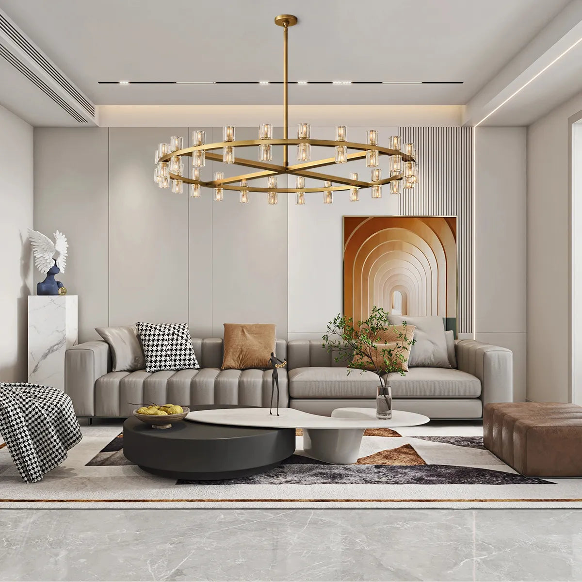 Arcachon Gear Crystal Round Chandelier 48"