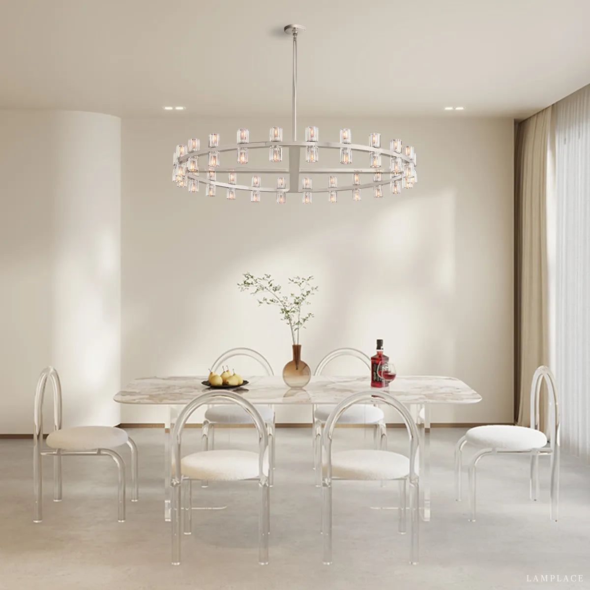 Arcachon Hexagon Crystal Round Chandelier 48"