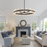 Arcachon Hexagon Crystal Round Chandelier 36"