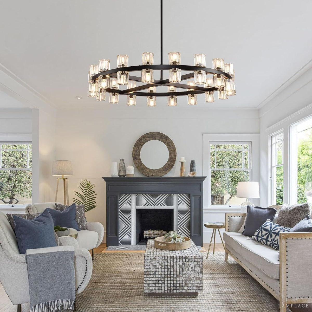 Arcachon Gear Crystal Round Chandelier 36"