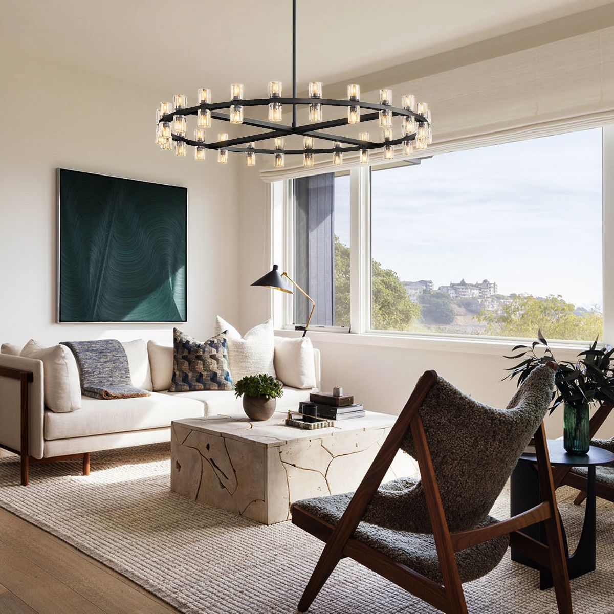 Arcachon Gear Crystal Round Chandelier 36"