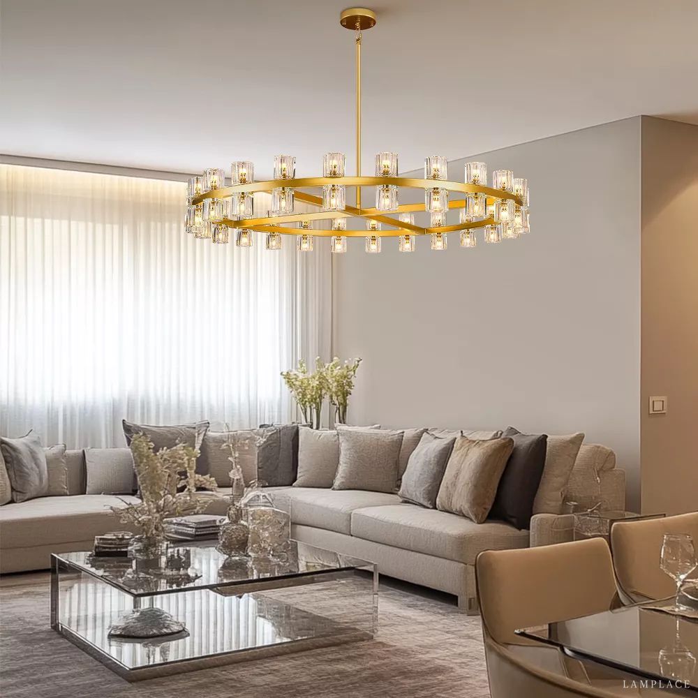 Arcachon Hexagon Crystal Round Chandelier 48"