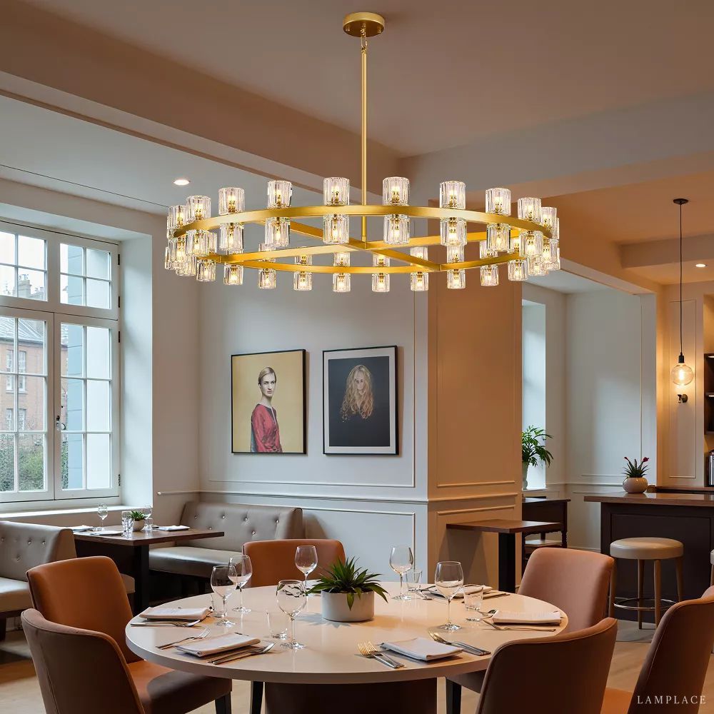 Arcachon Hexagon Crystal Round Chandelier 48"