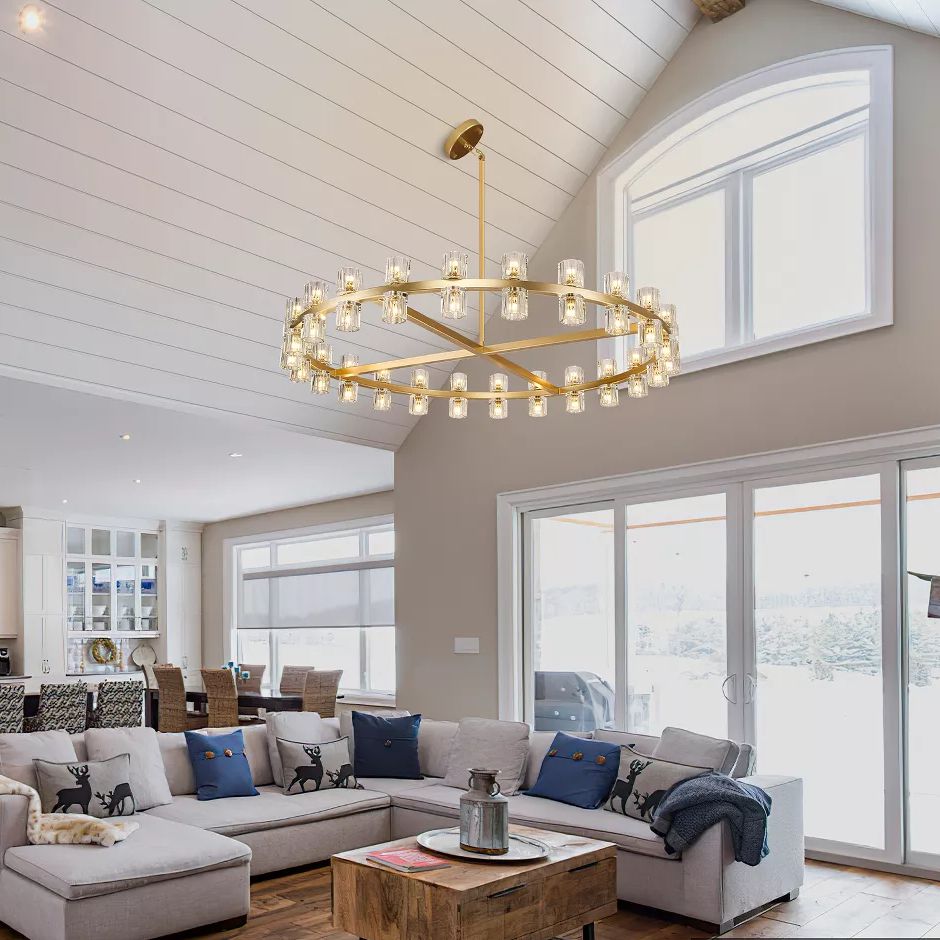 Arcachon Hexagon Crystal Round Chandelier 48"