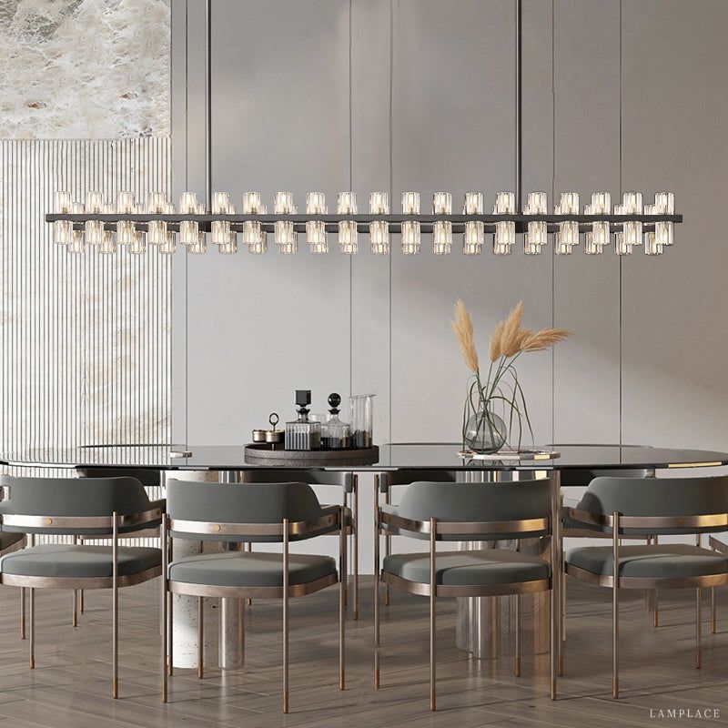 Arcachon Gear Crystal Rectangular Chandelier 54"
