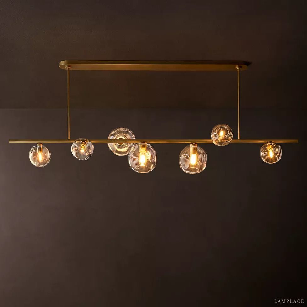 Bubble Ripple Sphere Linear Chandelier 78"
