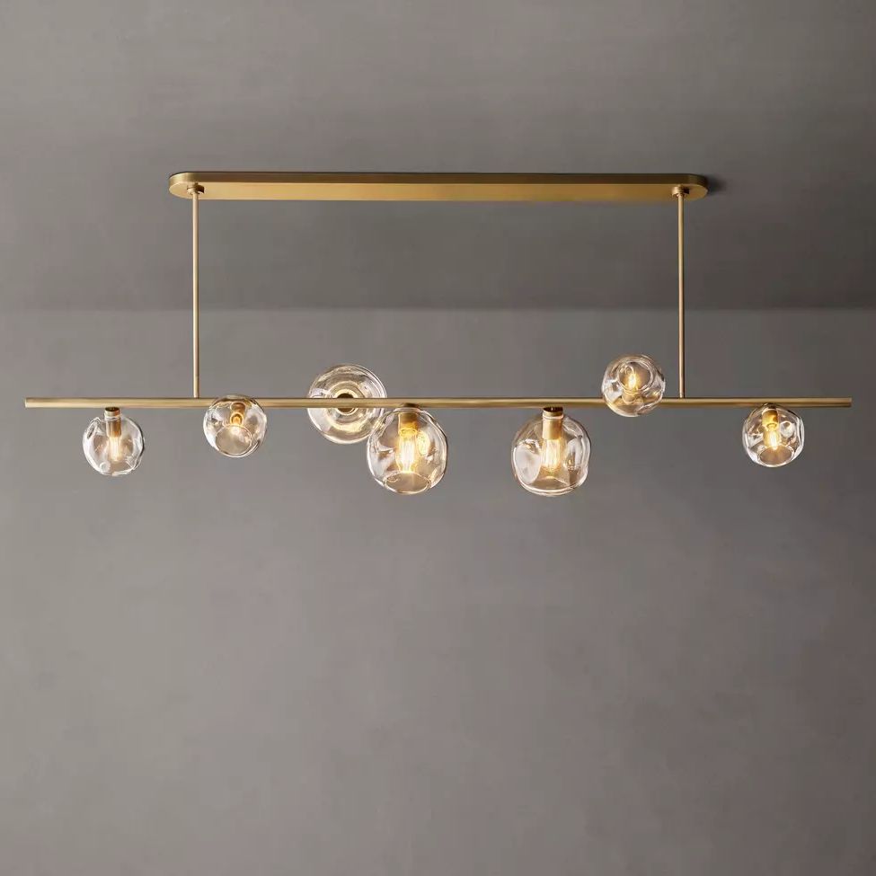 Bubble Ripple Sphere Linear Chandelier 78"