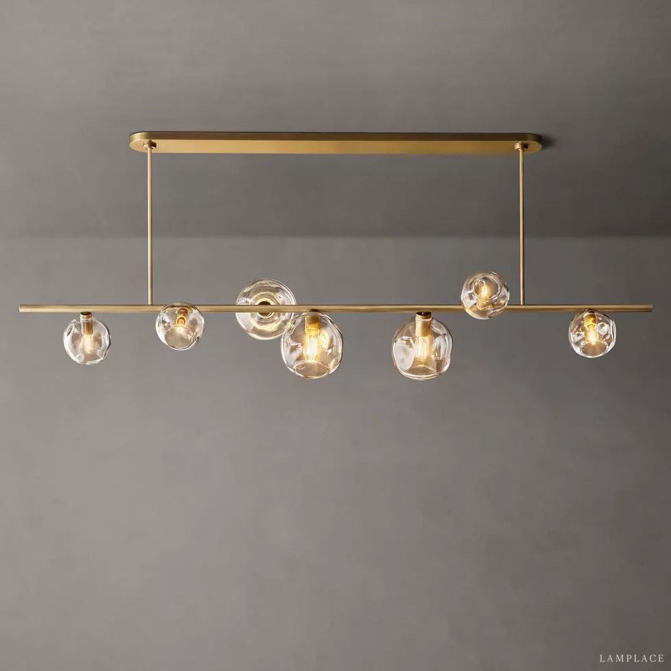 Bubble Ripple Sphere Linear Chandelier 78"