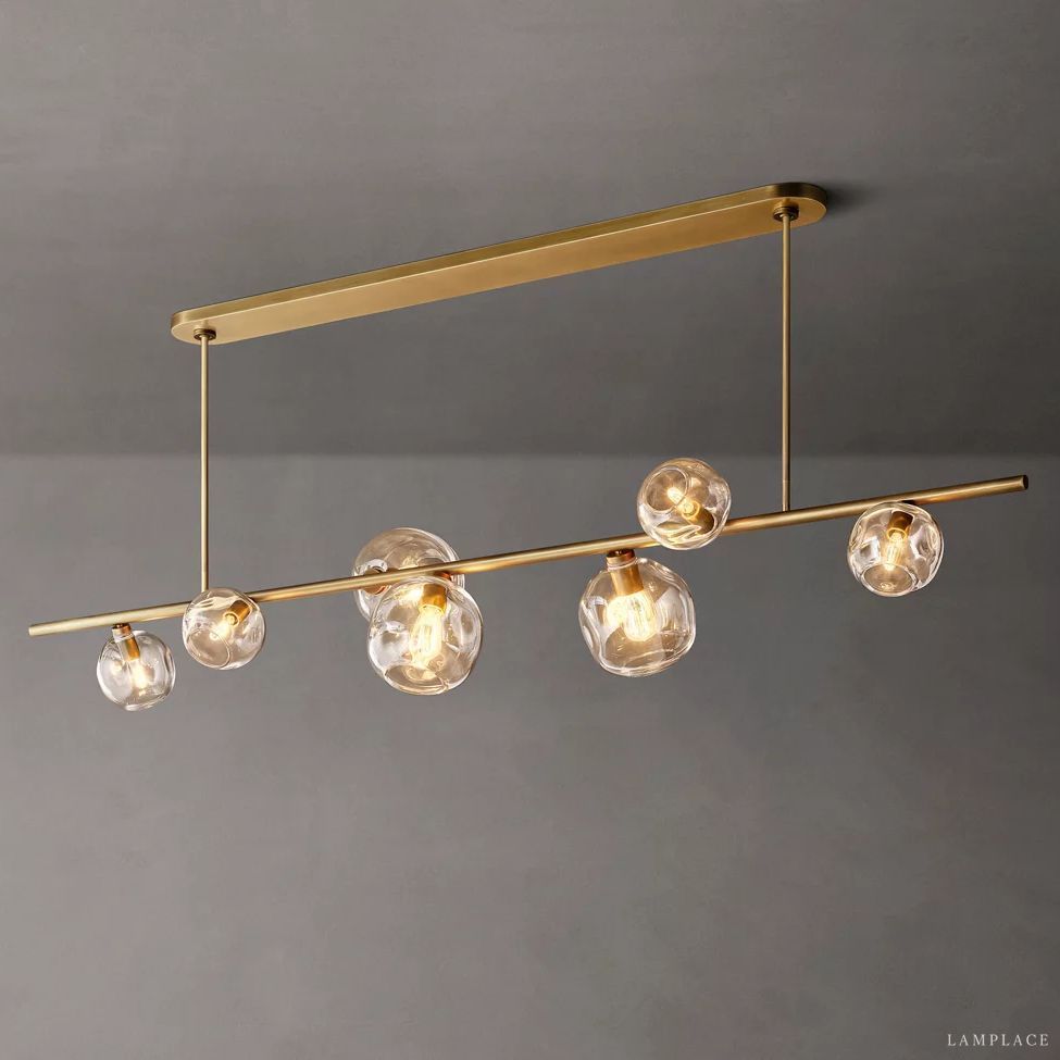 Bubble Ripple Sphere Linear Chandelier 78"