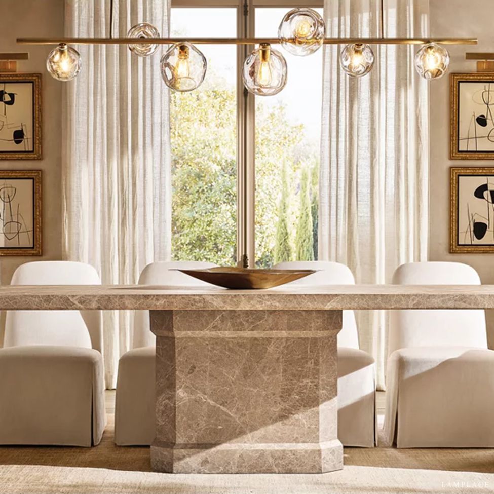 Bubble Ripple Sphere Linear Chandelier 78"