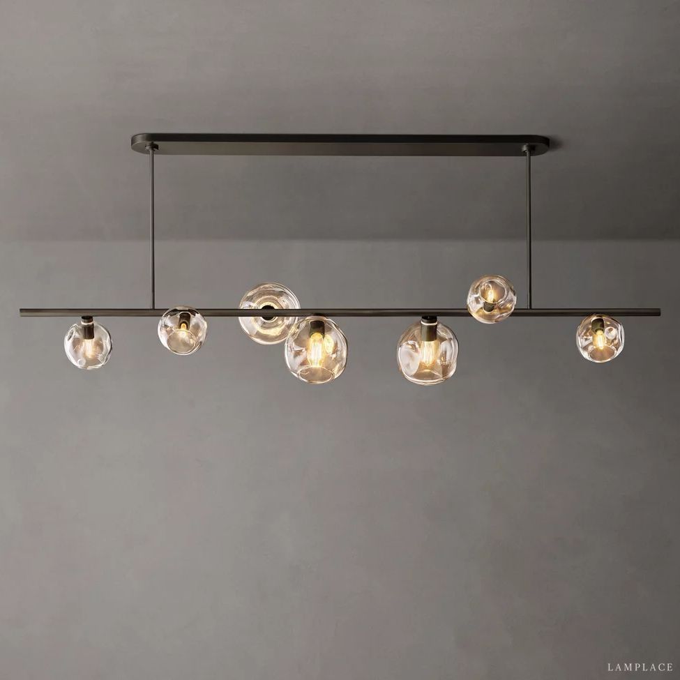 Bubble Ripple Sphere Linear Chandelier 78"