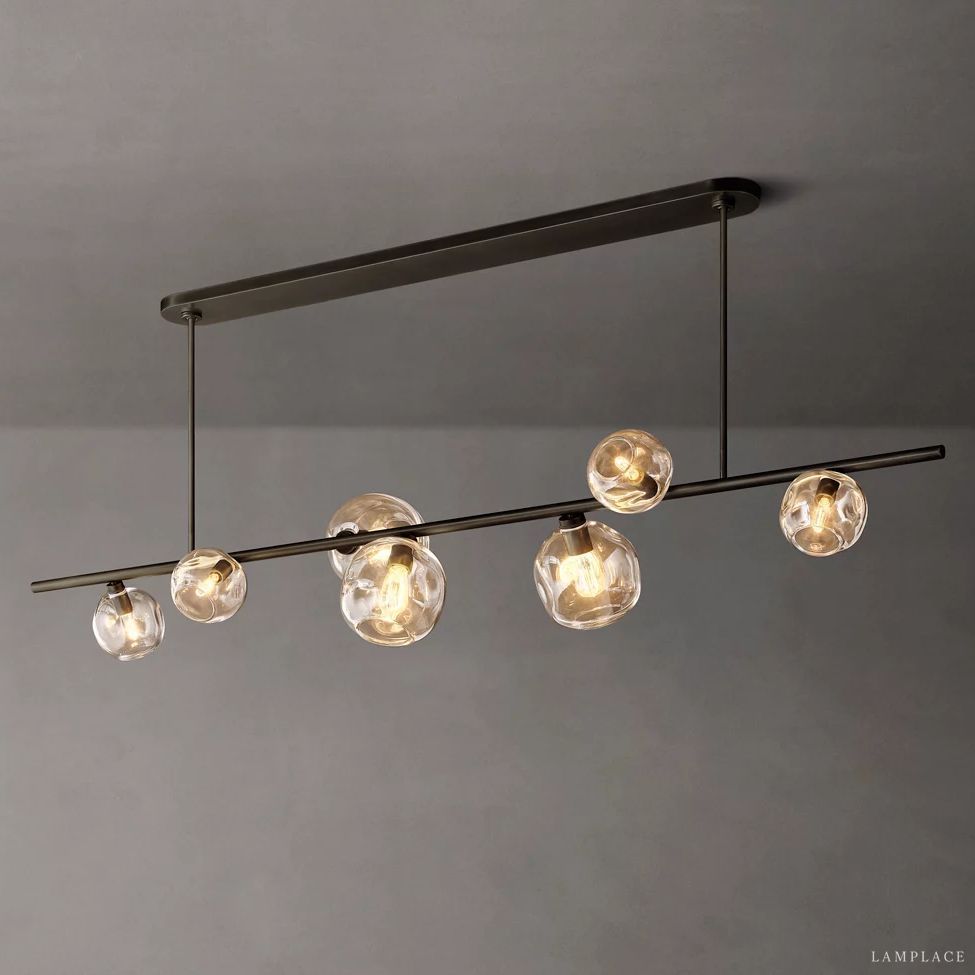 Bubble Ripple Sphere Linear Chandelier 78"