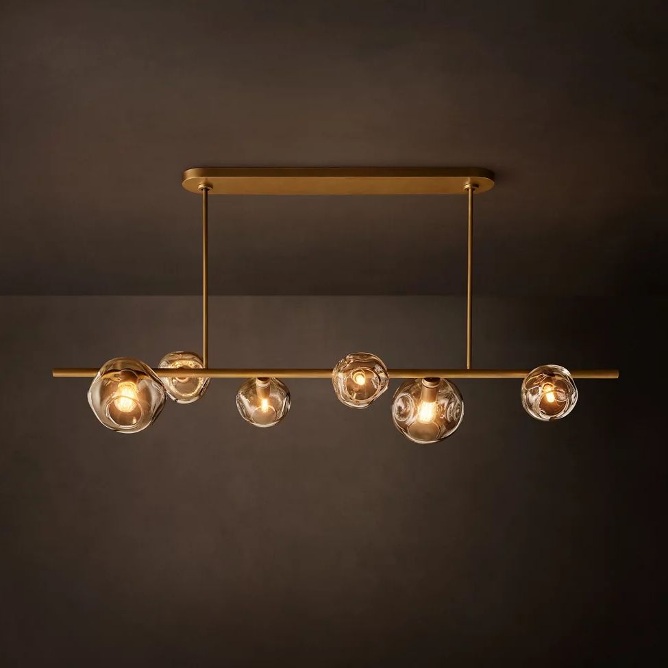 Bubble Ripple Sphere Linear Chandelier 60"