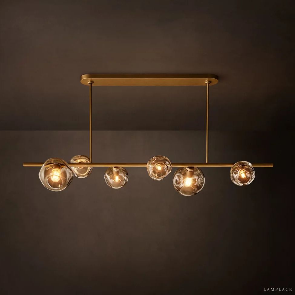 Bubble Ripple Sphere Linear Chandelier 60"