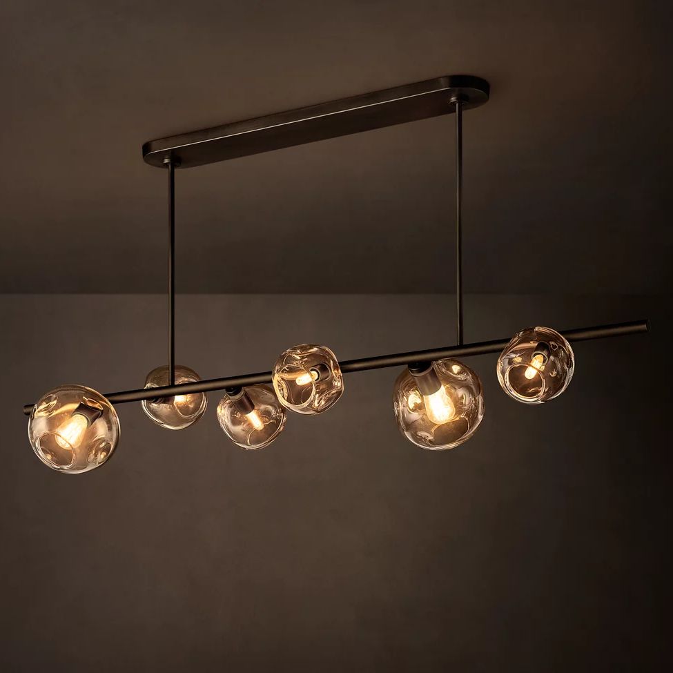 Bubble Ripple Sphere Linear Chandelier 60"