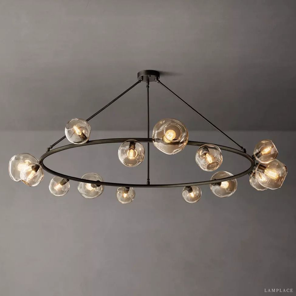 Bubble Ripple Sphere Round Chandelier 72"
