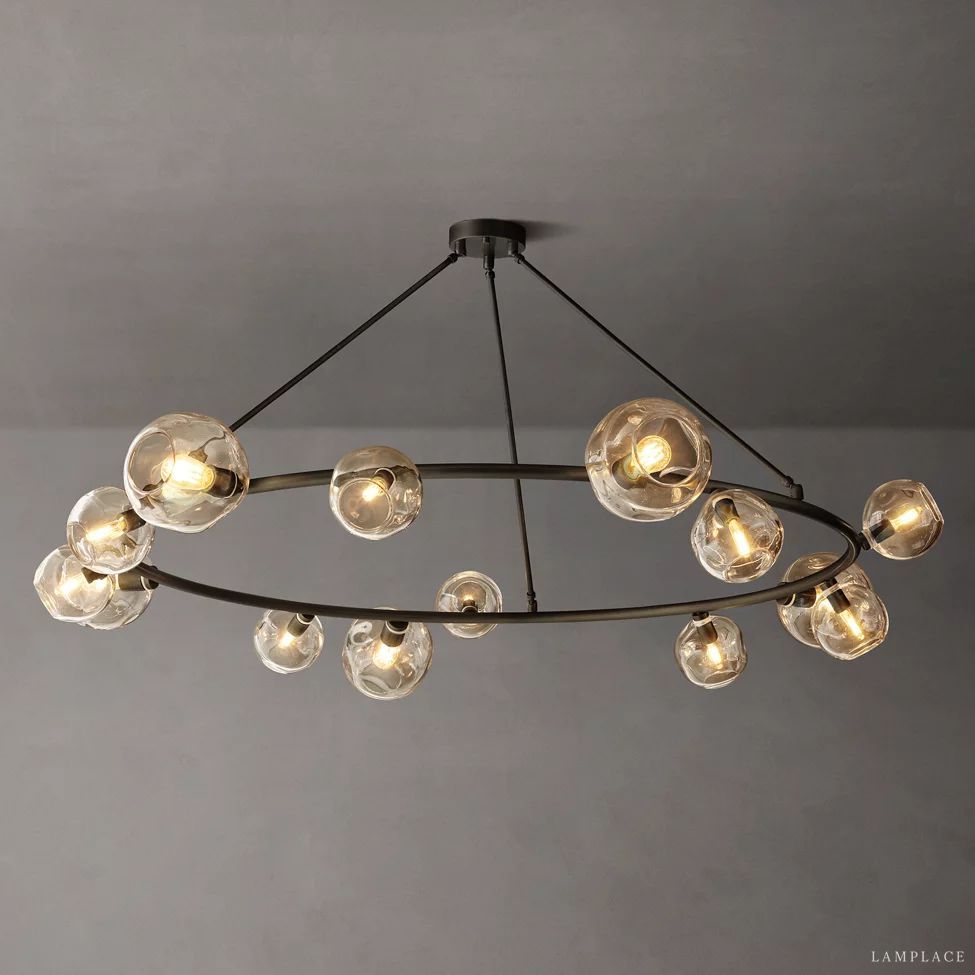 Bubble Ripple Sphere Round Chandelier 84"