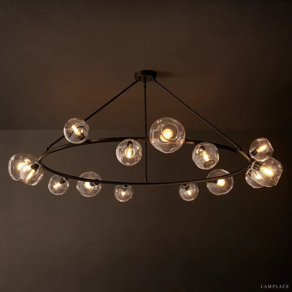 Bubble Ripple Sphere Round Chandelier 84"