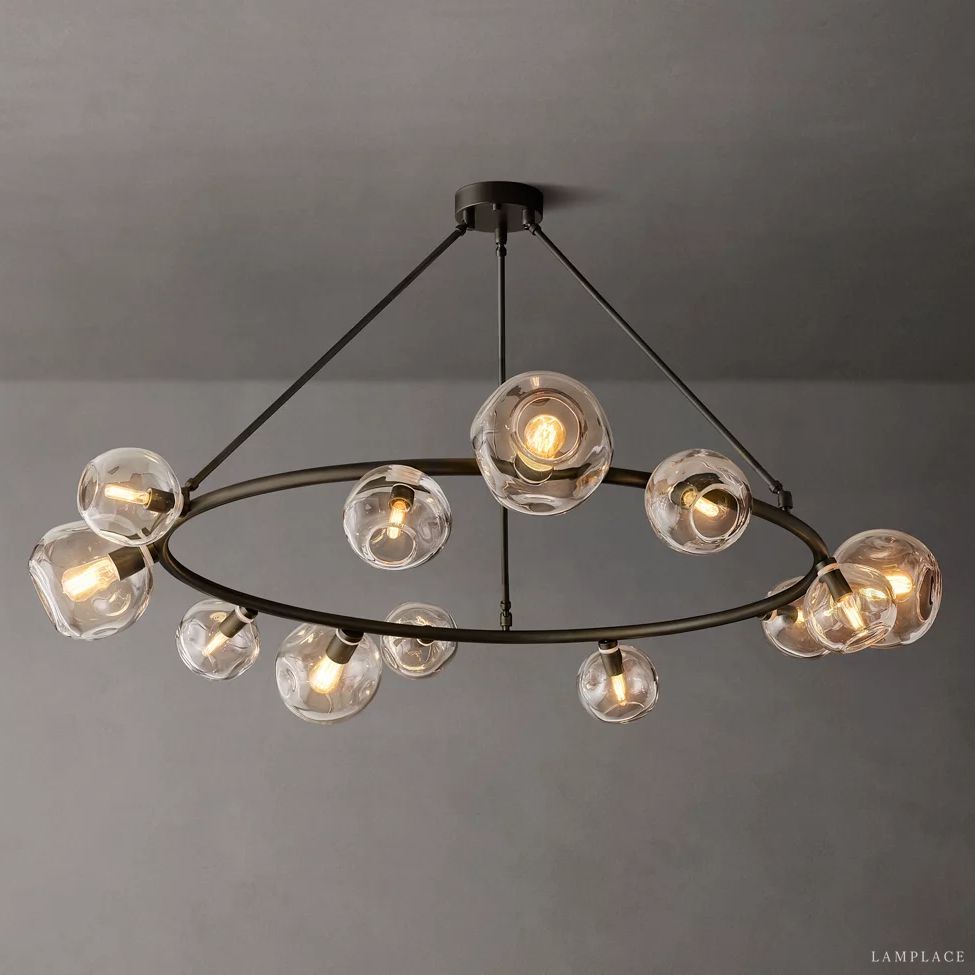 Bubble Ripple Sphere Round Chandelier 60"