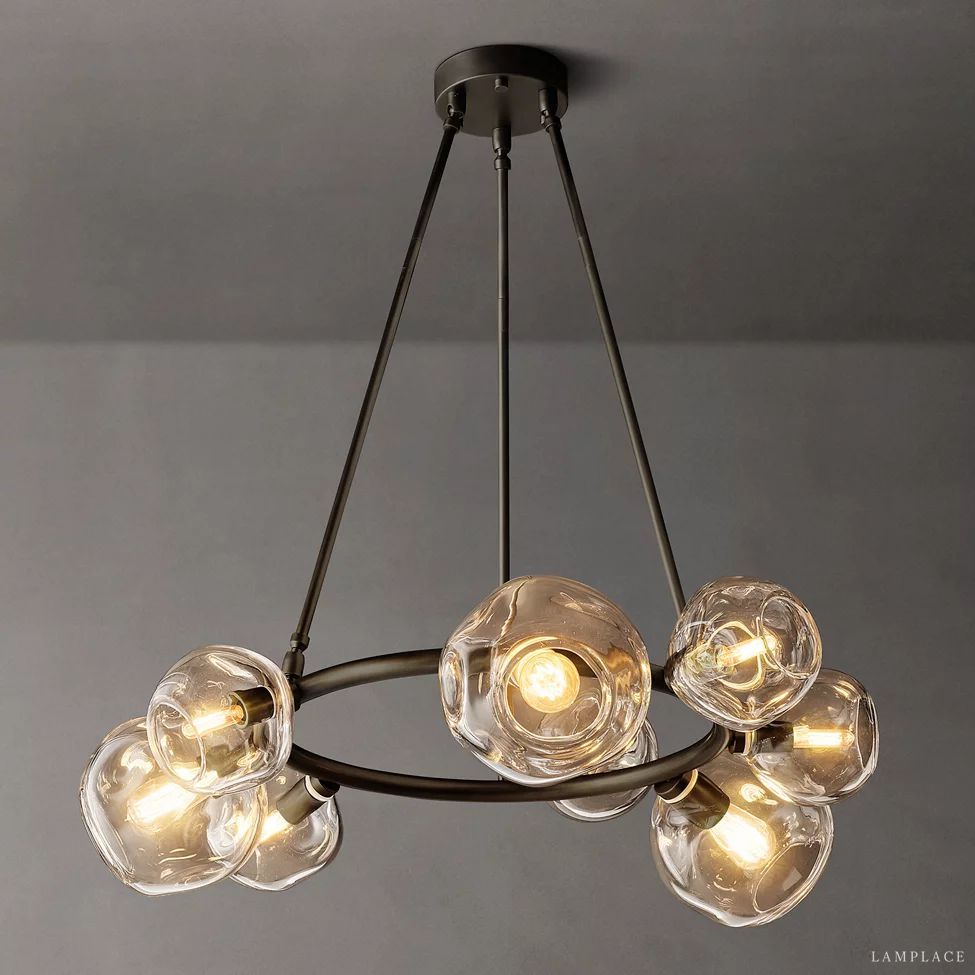 Bubble Ripple Sphere Round Chandelier 36"