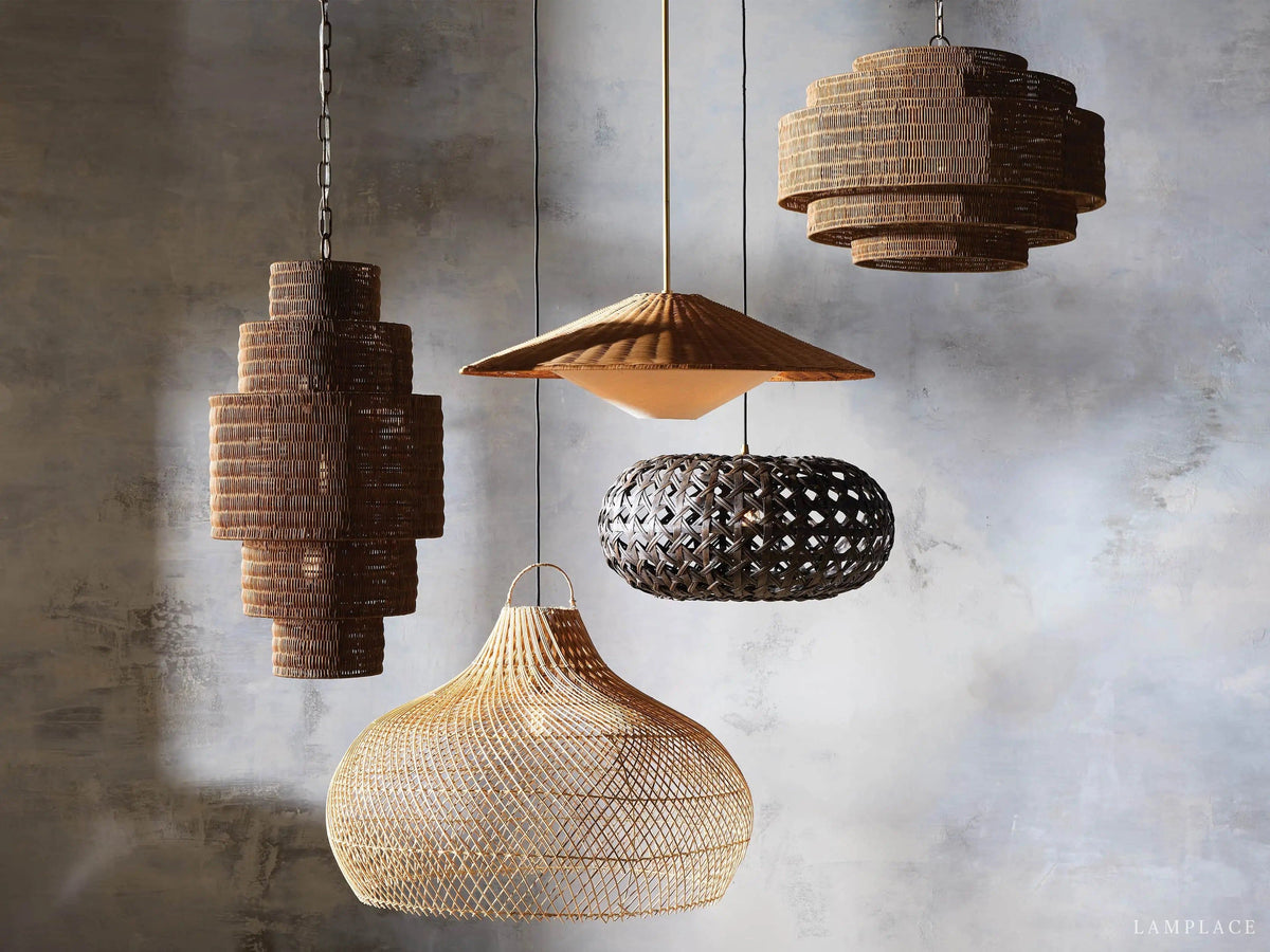 Paloma Handcrafted Rattan Tiered Chandelier