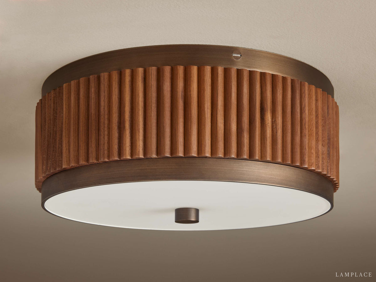 Decan Fluted Walnut Flush Mount