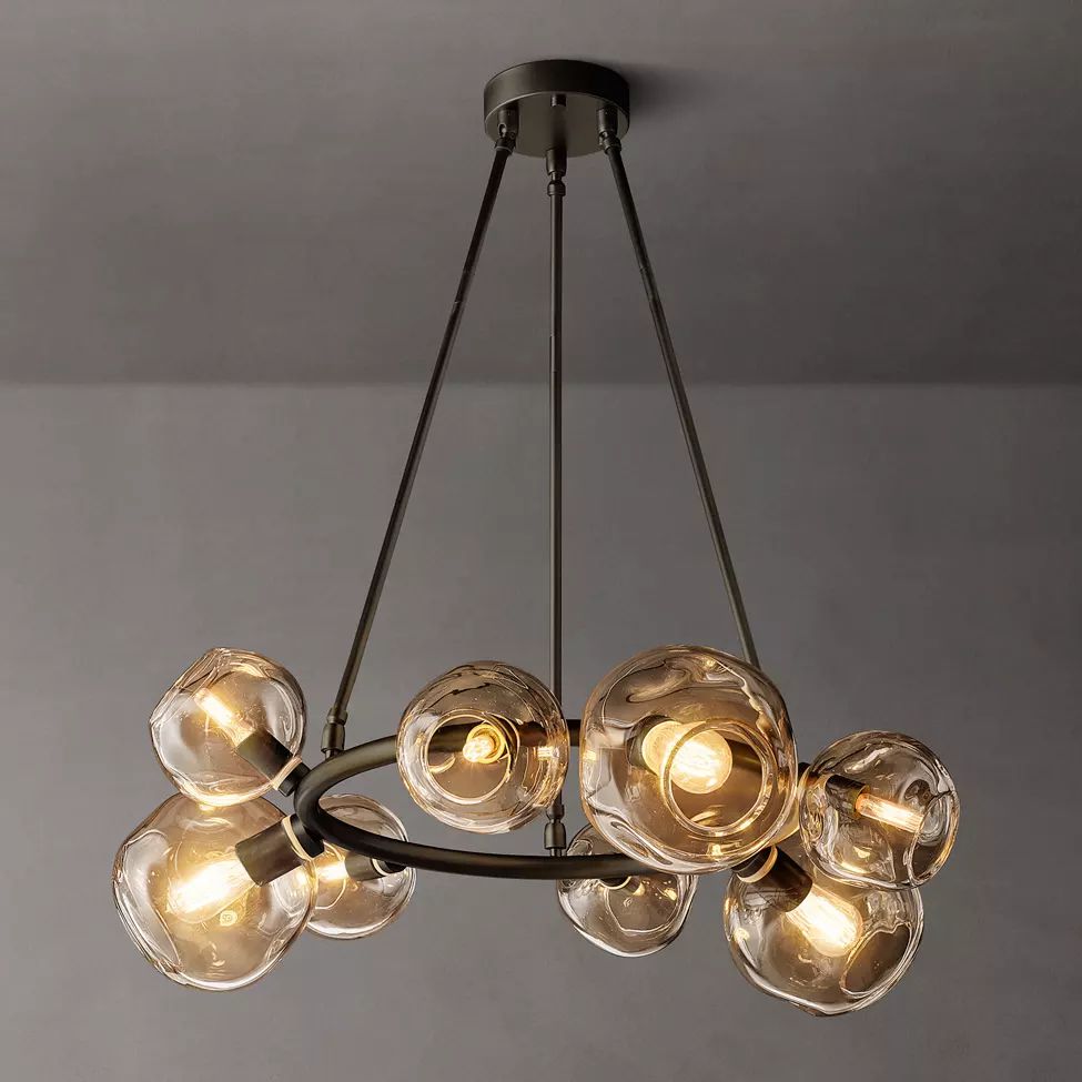 Bubble Ripple Sphere Round Chandelier 36"