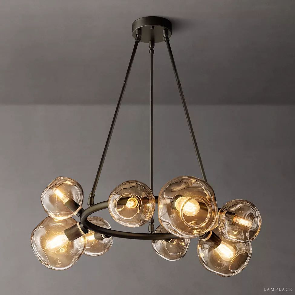 Bubble Ripple Sphere Round Chandelier 36"