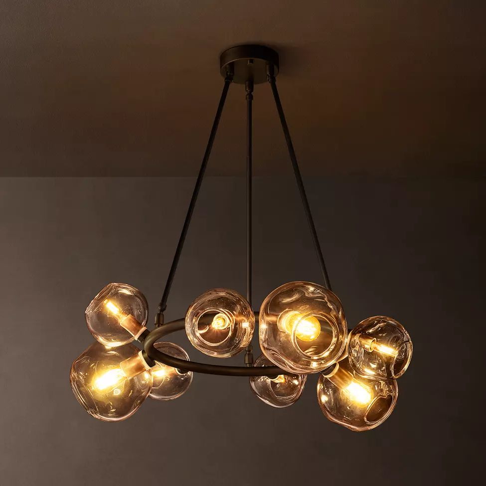Bubble Ripple Sphere Round Chandelier 36"