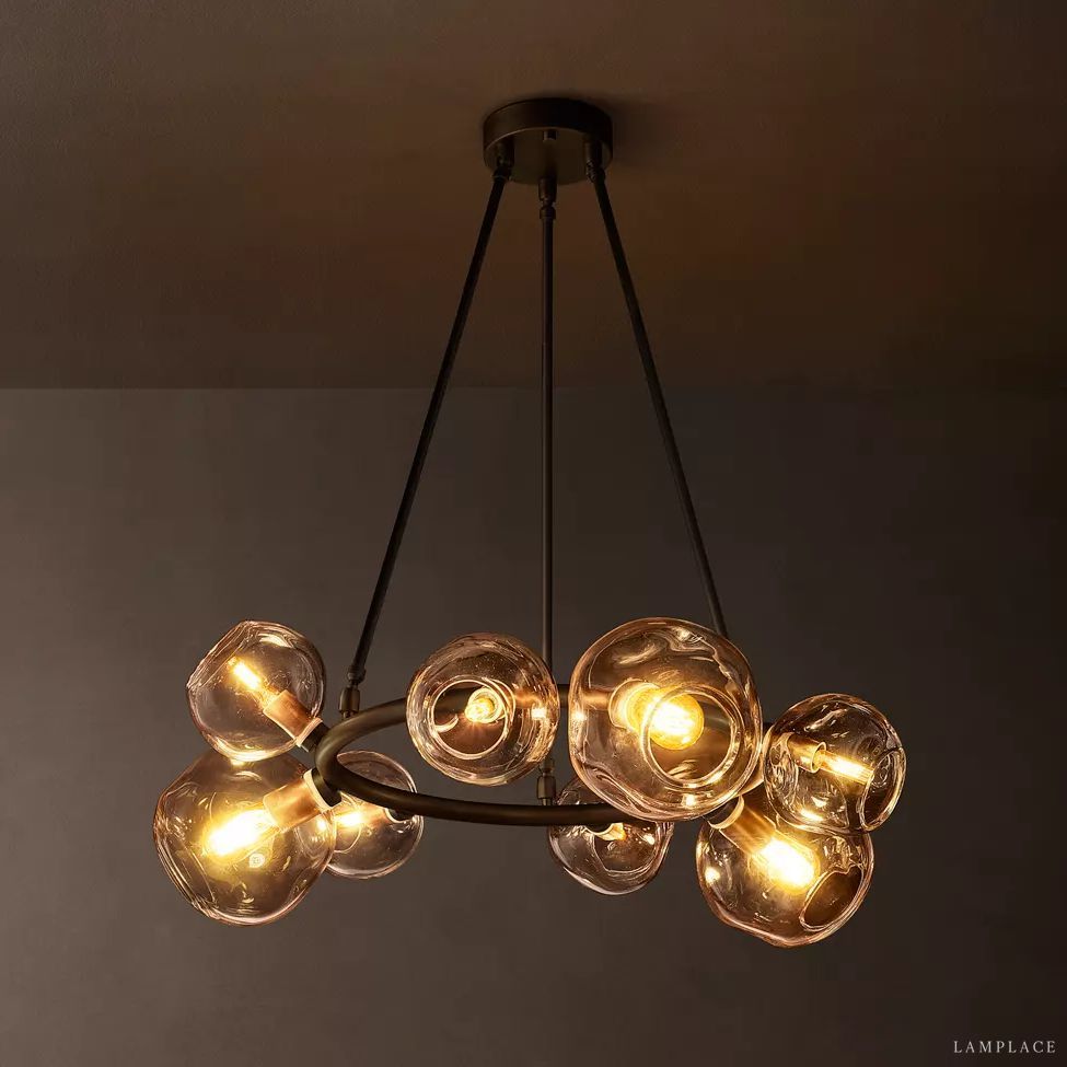 Bubble Ripple Sphere Round Chandelier 36"