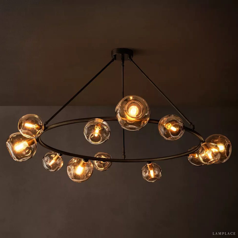 Bubble Ripple Sphere Round Chandelier 60"