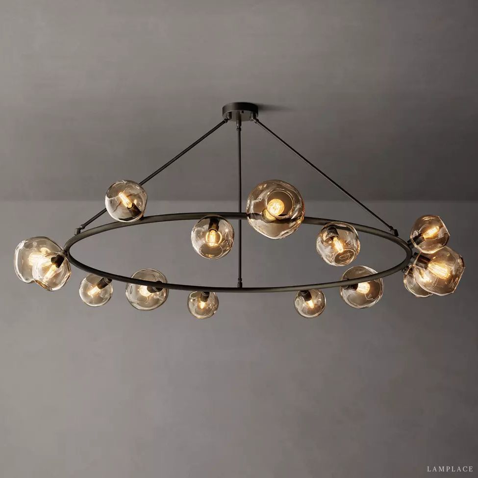 Bubble Ripple Sphere Round Chandelier 72"