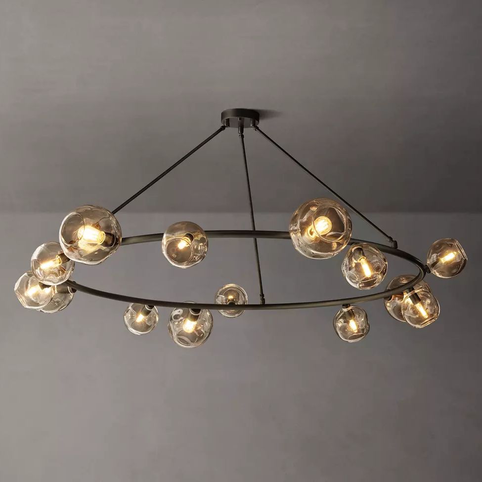 Bubble Ripple Sphere Round Chandelier 72"