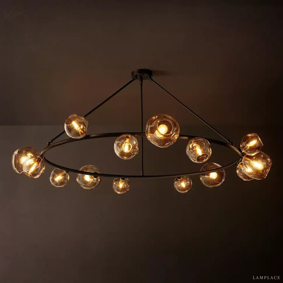 Bubble Ripple Sphere Round Chandelier 72"