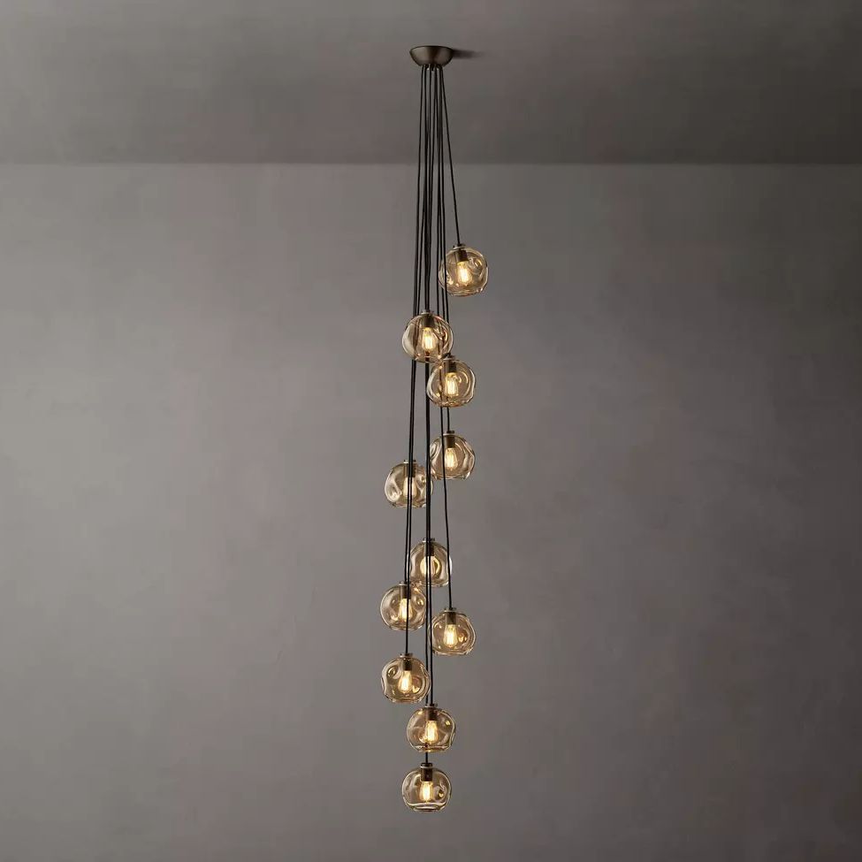 Bubble Ripple Sphere Cascade Chandelier 20"