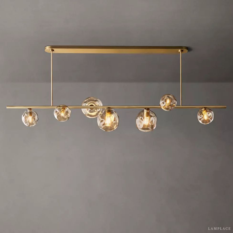 Bubble Ripple Sphere Linear Chandelier 78"