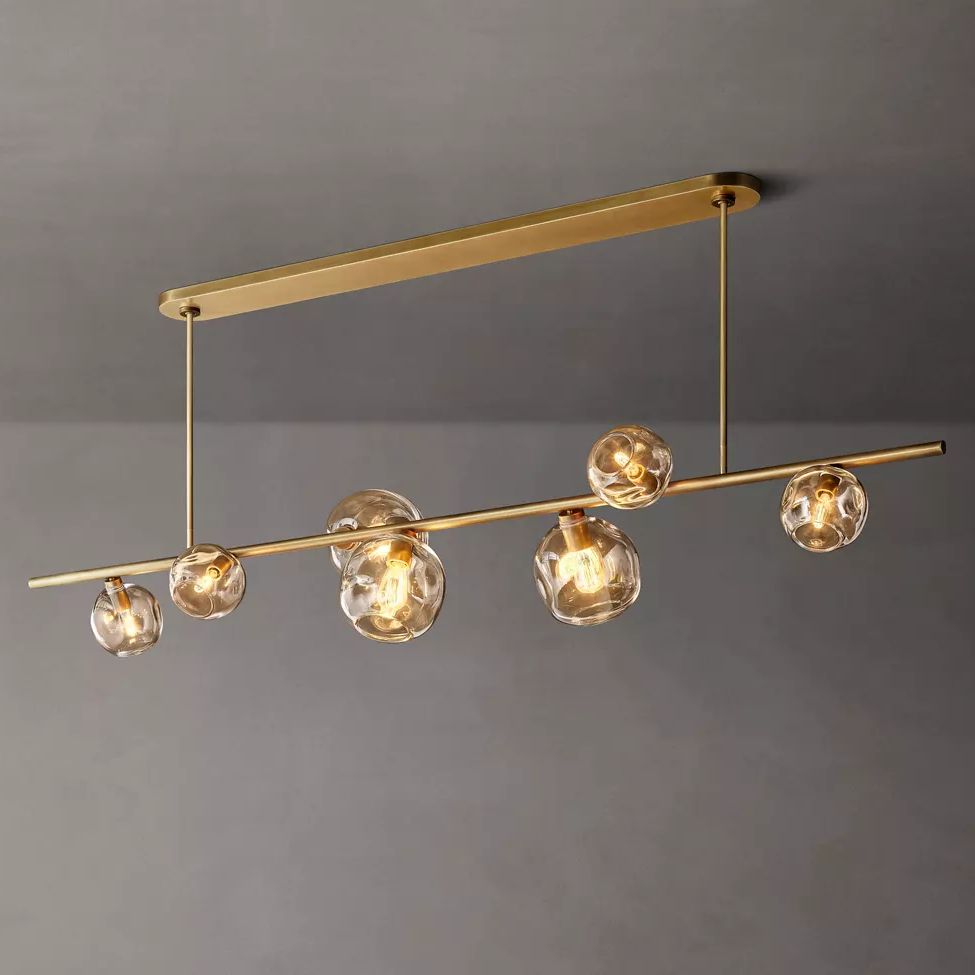 Bubble Ripple Sphere Linear Chandelier 78"